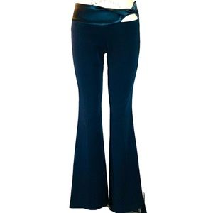 Sooki Design Satin Waist Flare Leg Trousers in Black Size S